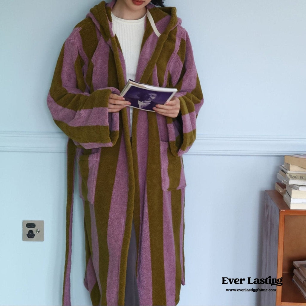 Modern Striped Cotton Bathrobe Set