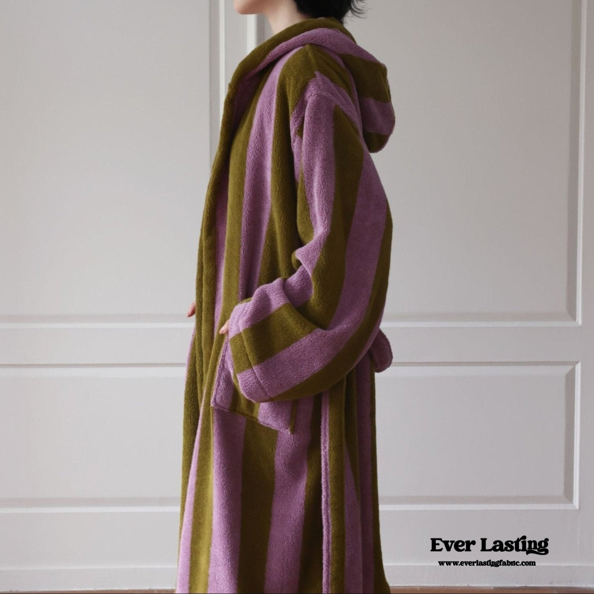 Modern Striped Cotton Bathrobe Set