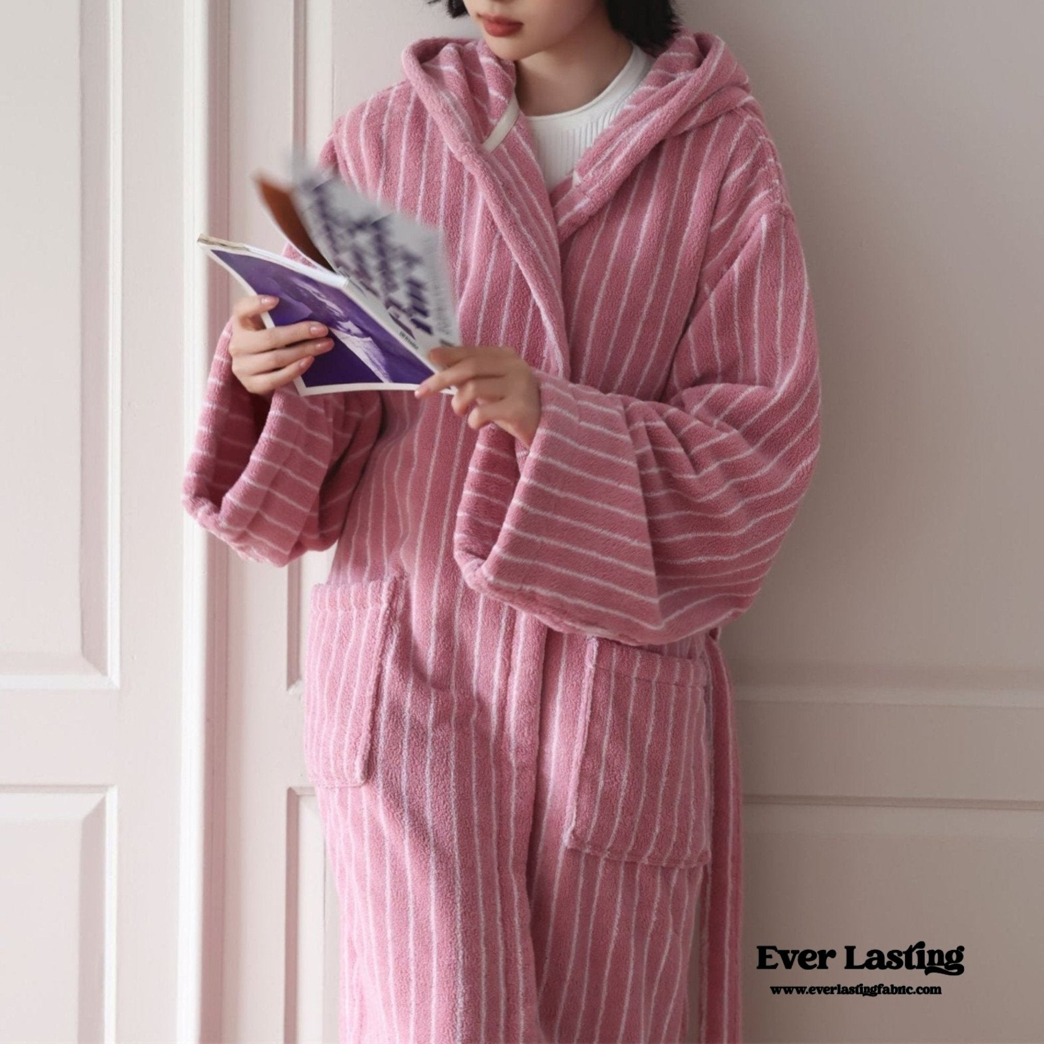 Modern Striped Cotton Bathrobe Set