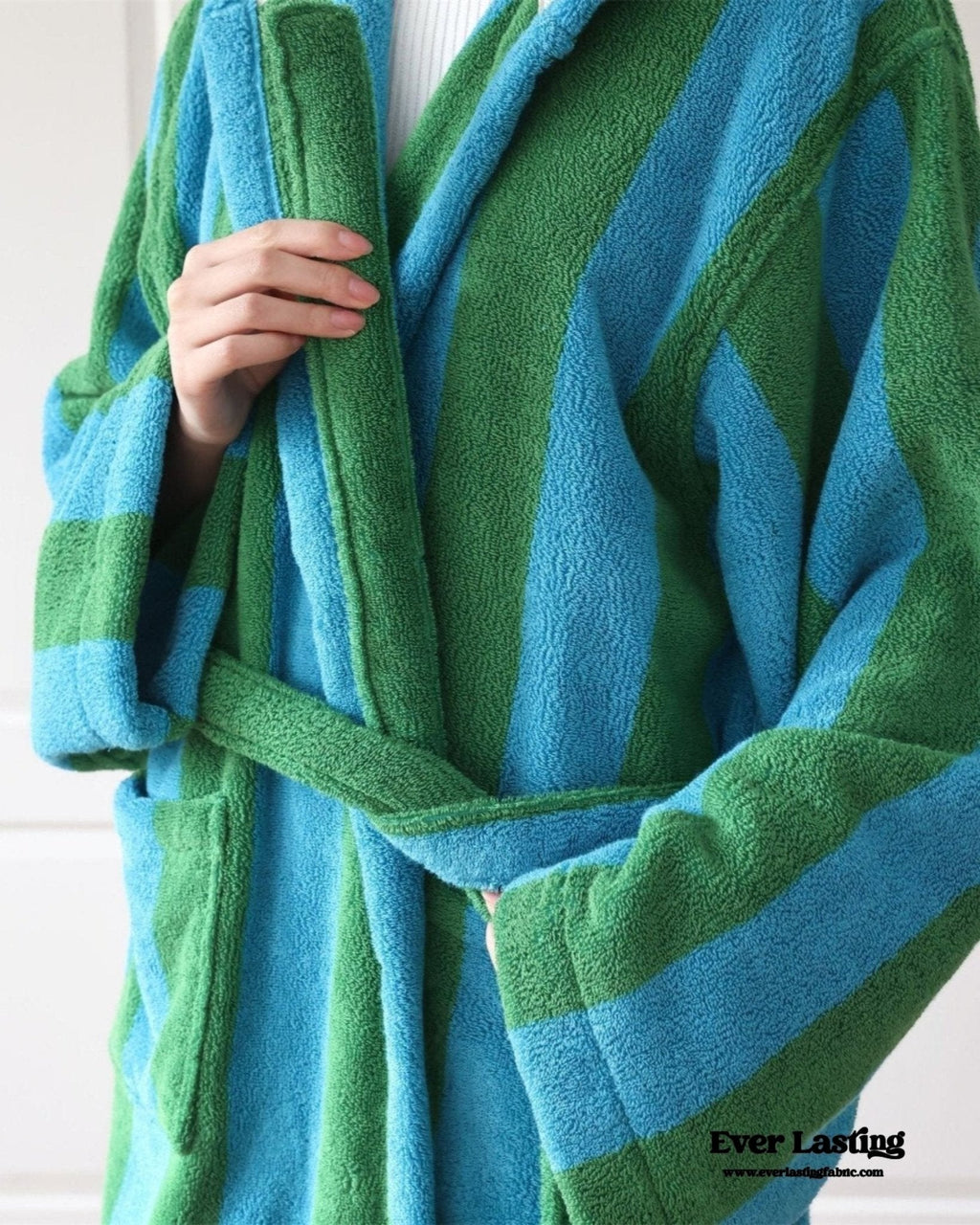 Modern Striped Cotton Bathrobe Set