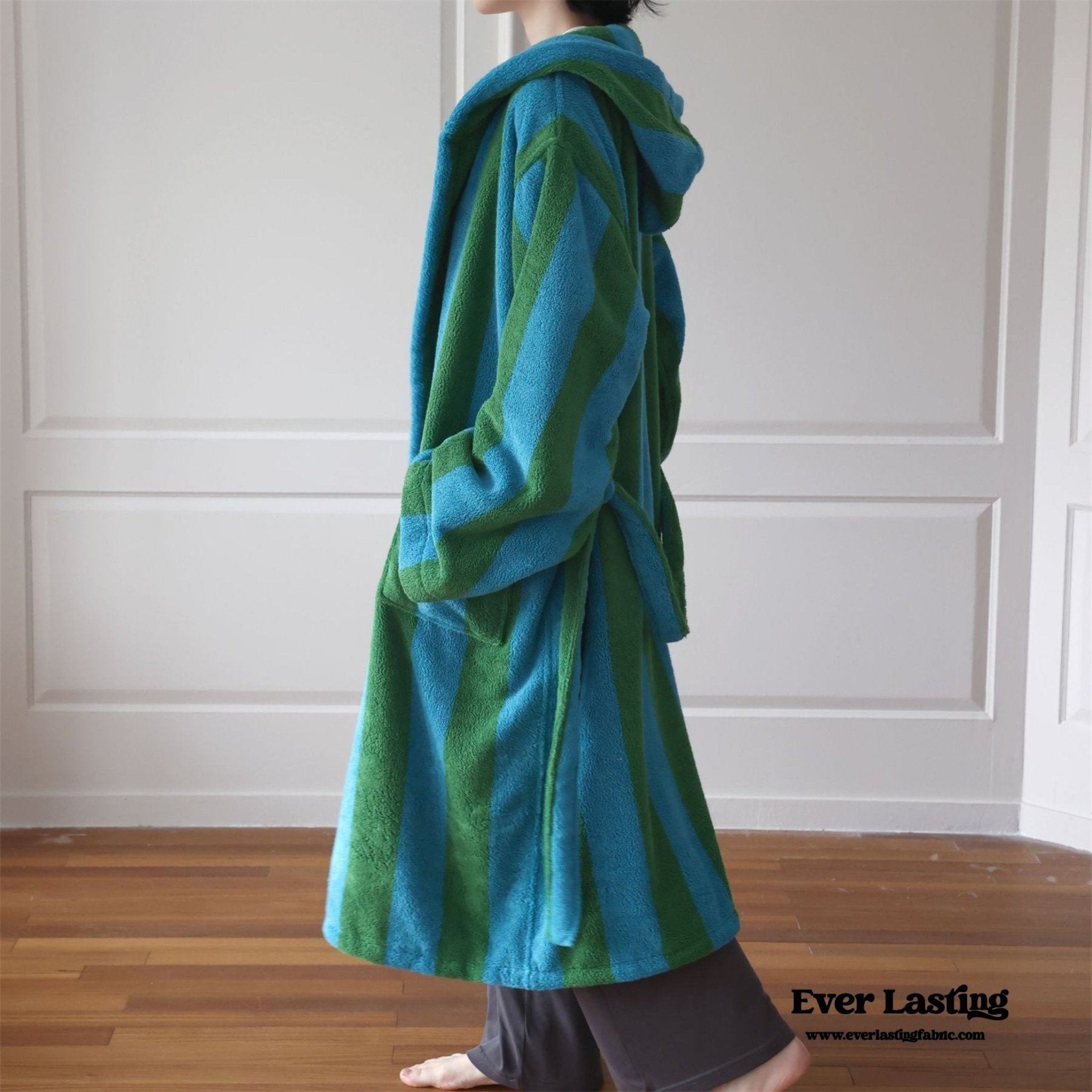 Modern Striped Cotton Bathrobe Set