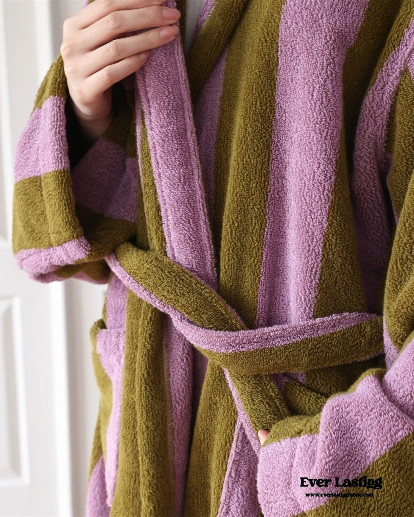Modern Striped Cotton Bathrobe Set
