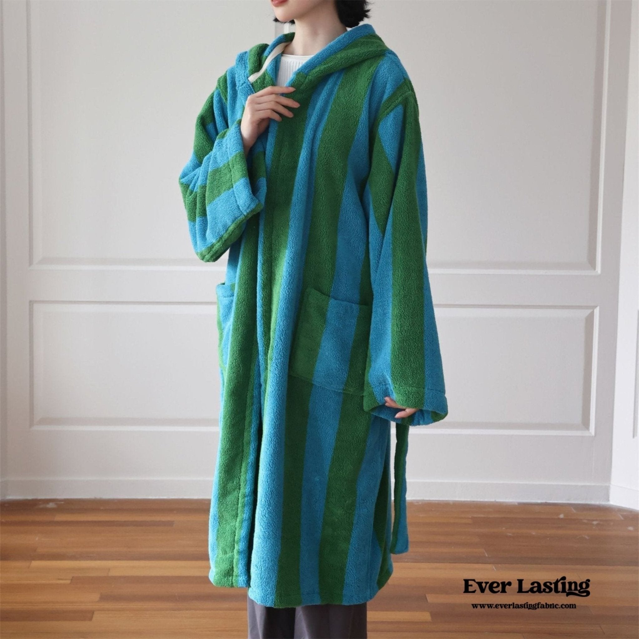 Modern Striped Cotton Bathrobe Set