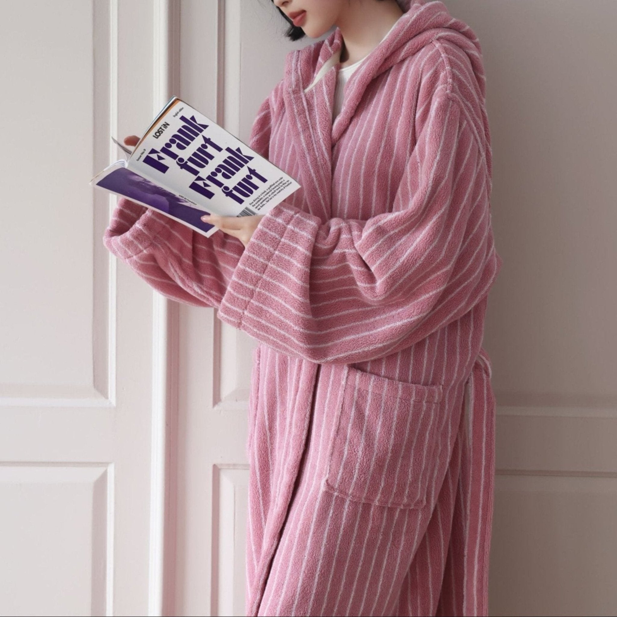 Modern Striped Cotton Bathrobe Set