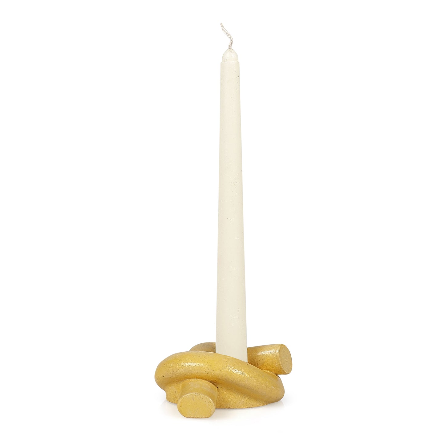 Nordic Knot Concrete Candle Holder | Set of 2 | Mustard Yellow