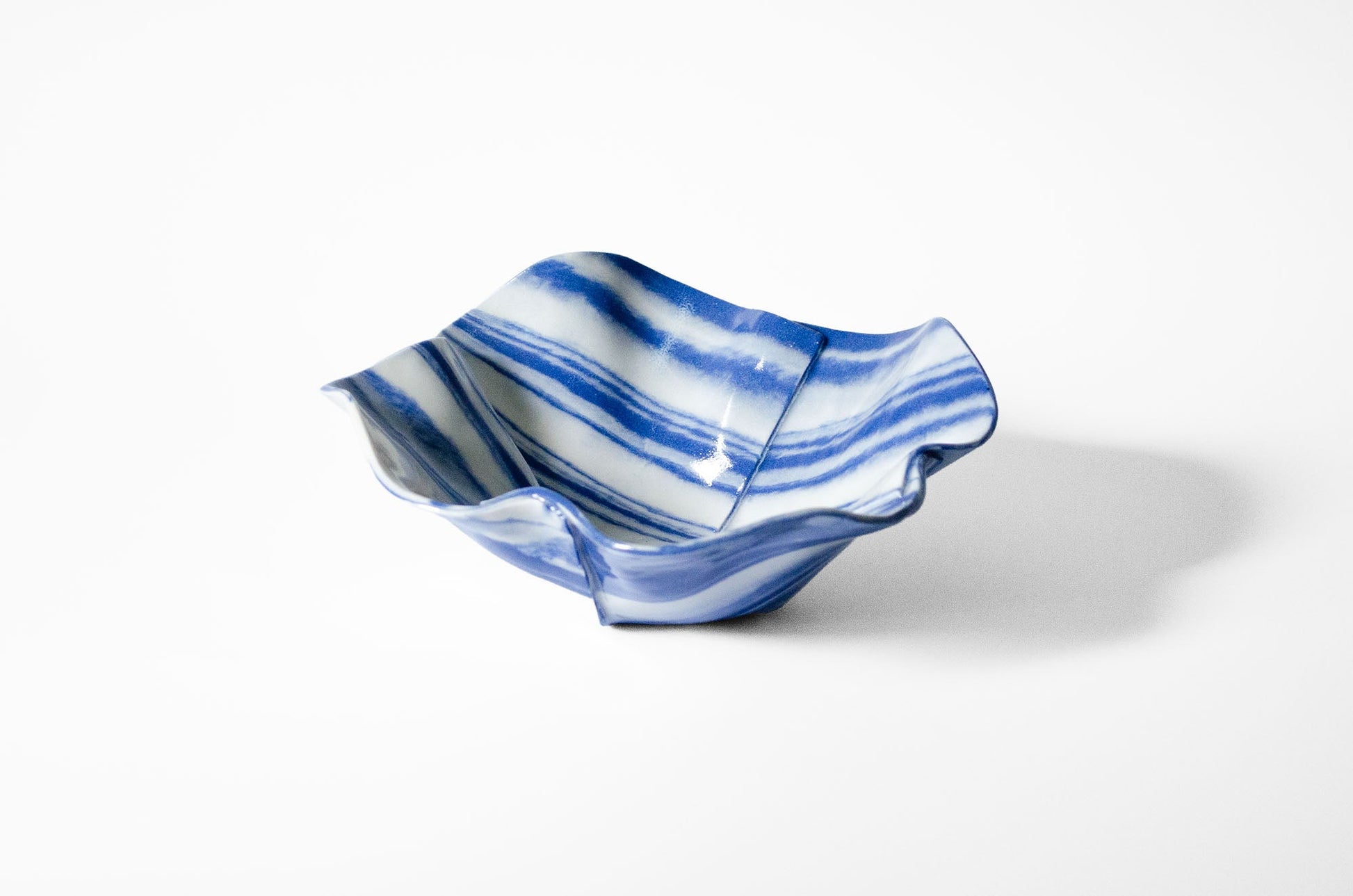 Origami Pottery Neriage Ruffle Bowl | Handcrafted Porcelain Bowl Saori M Stoneware