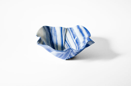 Origami Pottery Neriage Ruffle Bowl | Handcrafted Porcelain Bowl Saori M Stoneware