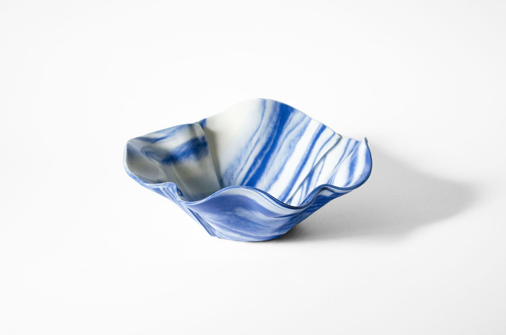 Origami Pottery Neriage Ruffle Bowl | Handcrafted Porcelain Bowl Saori M Stoneware