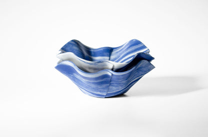 Origami Pottery Neriage Ruffle Bowl | Handcrafted Porcelain Bowl Saori M Stoneware