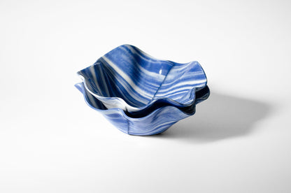 Origami Pottery Neriage Ruffle Bowl | Handcrafted Porcelain Bowl Saori M Stoneware