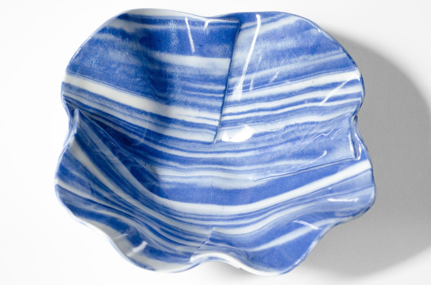 Origami Pottery Neriage Ruffle Bowl | Handcrafted Porcelain Bowl Saori M Stoneware