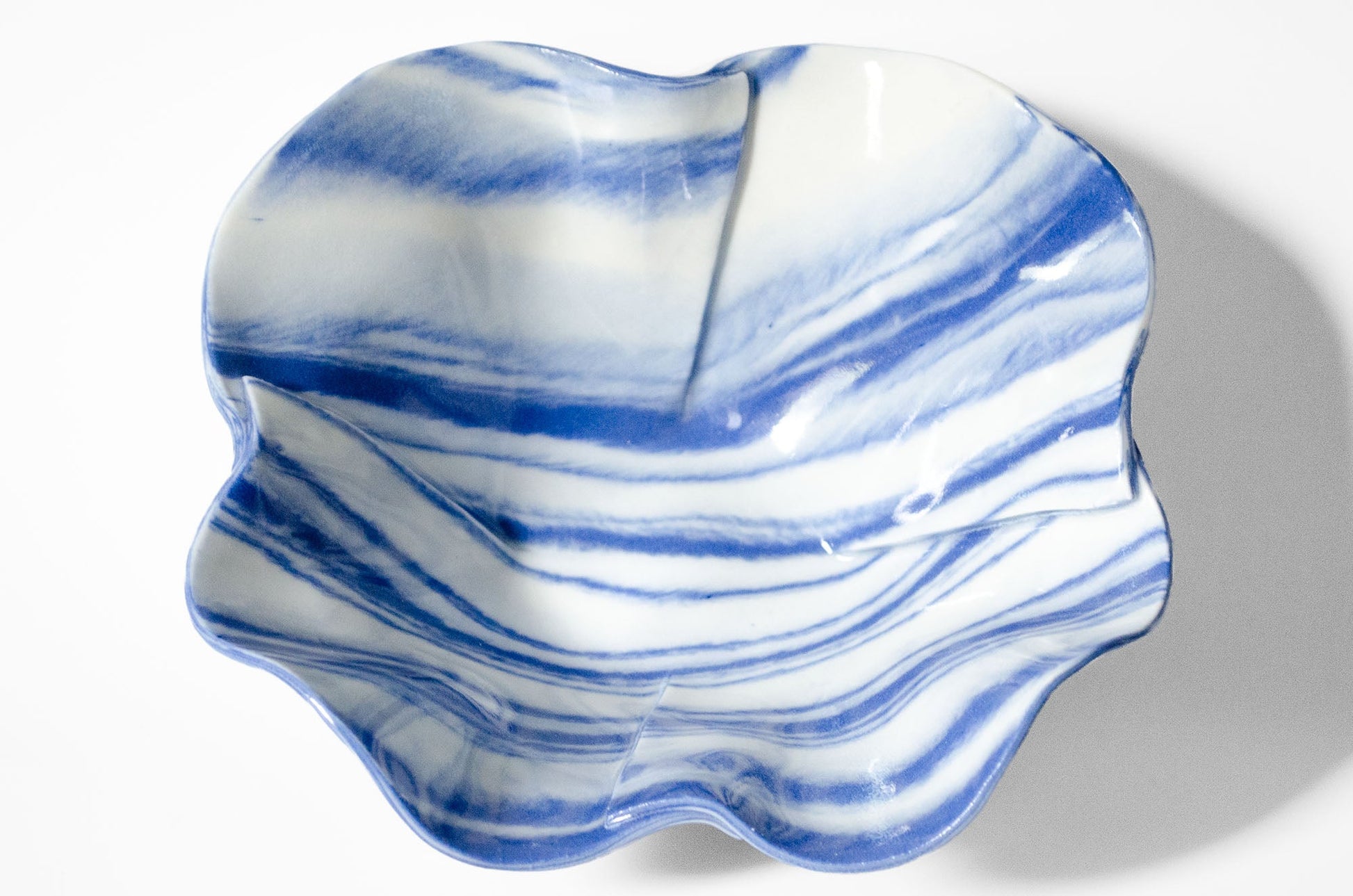 Origami Pottery Neriage Ruffle Bowl | Handcrafted Porcelain Bowl Saori M Stoneware
