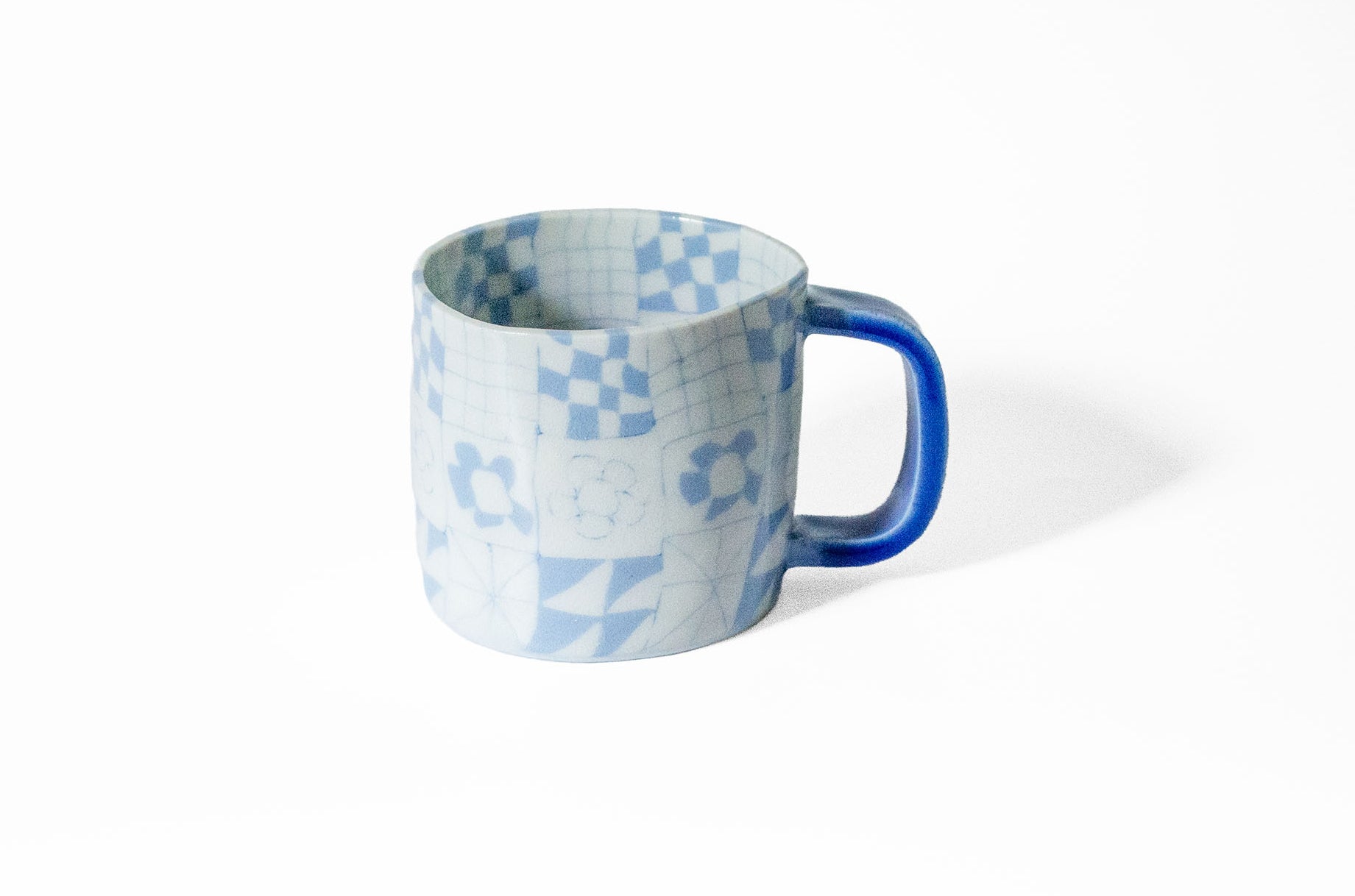 Nerikomi Patchwork Pattern Mug Mug Saori M Stoneware Blue