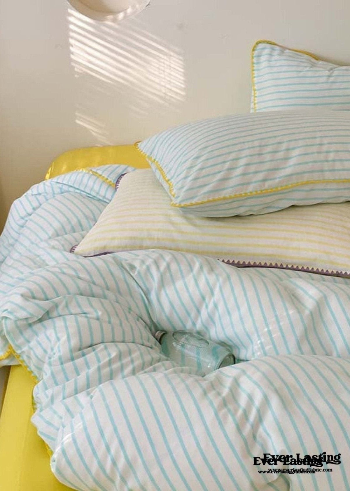 Pepper Candy Stripe Bedding Set / Blue + Yellow