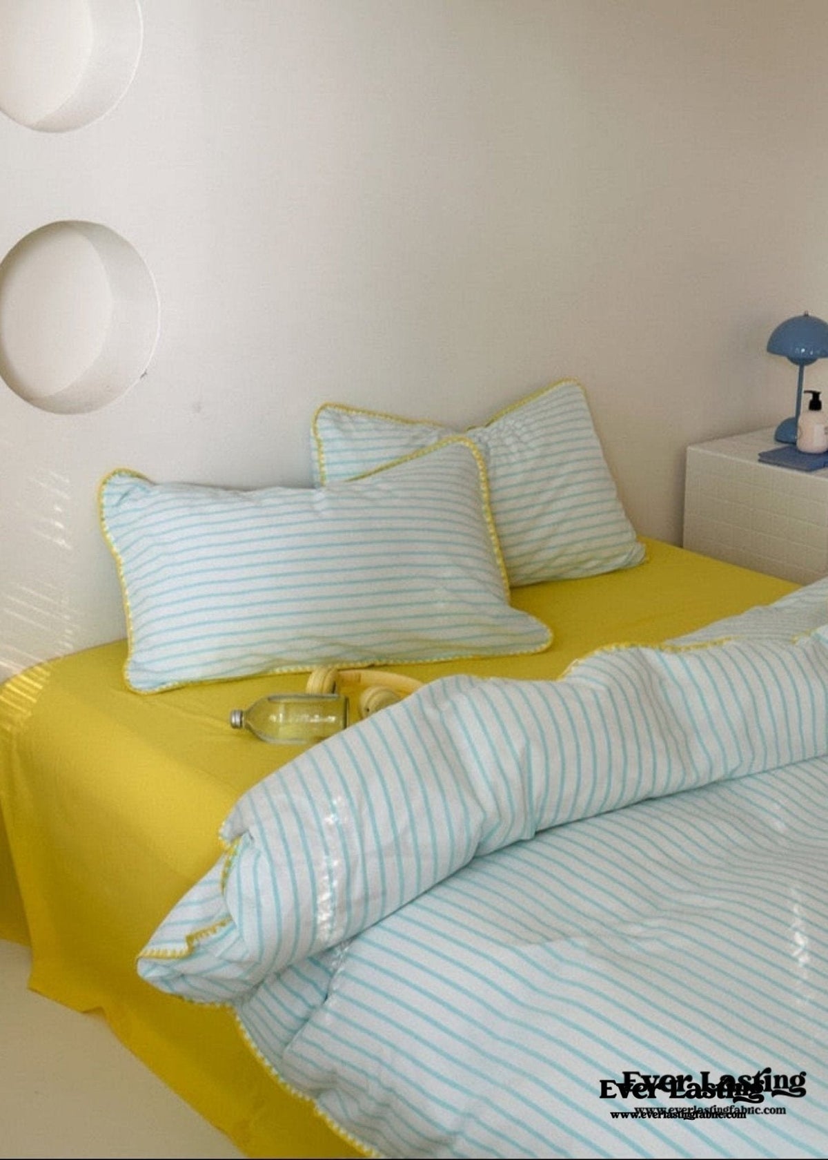 Pepper Candy Stripe Bedding Set / Blue + Yellow