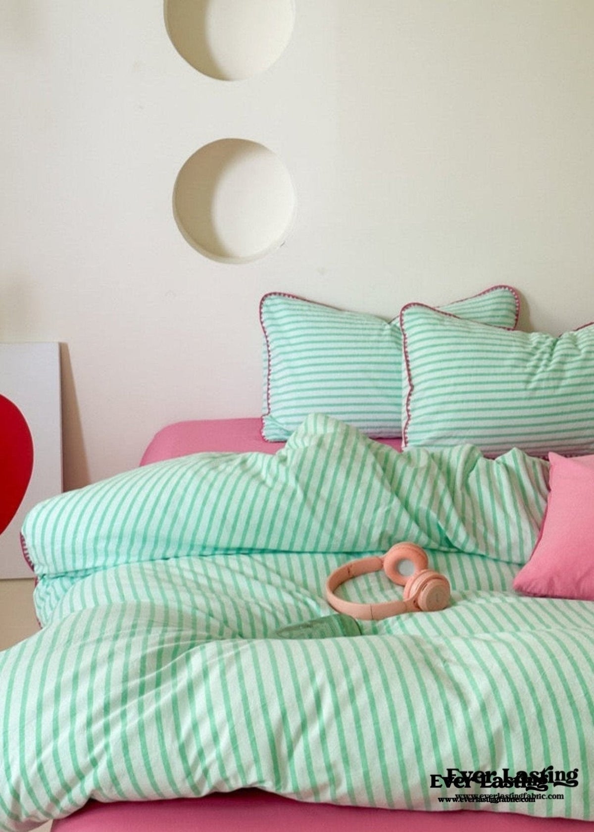 Pepper Candy Stripe Bedding Set / Blue + Yellow