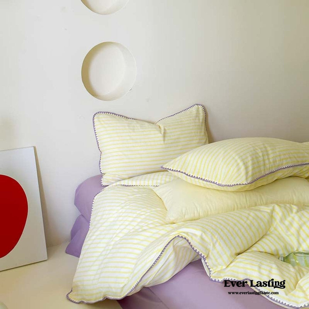 Pepper Candy Stripe Bedding Set / Blue + Yellow