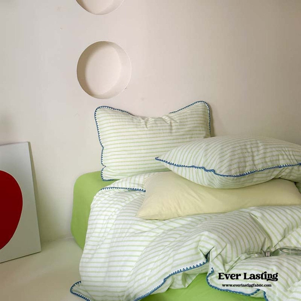Pepper Candy Stripe Bedding Set / Blue + Yellow