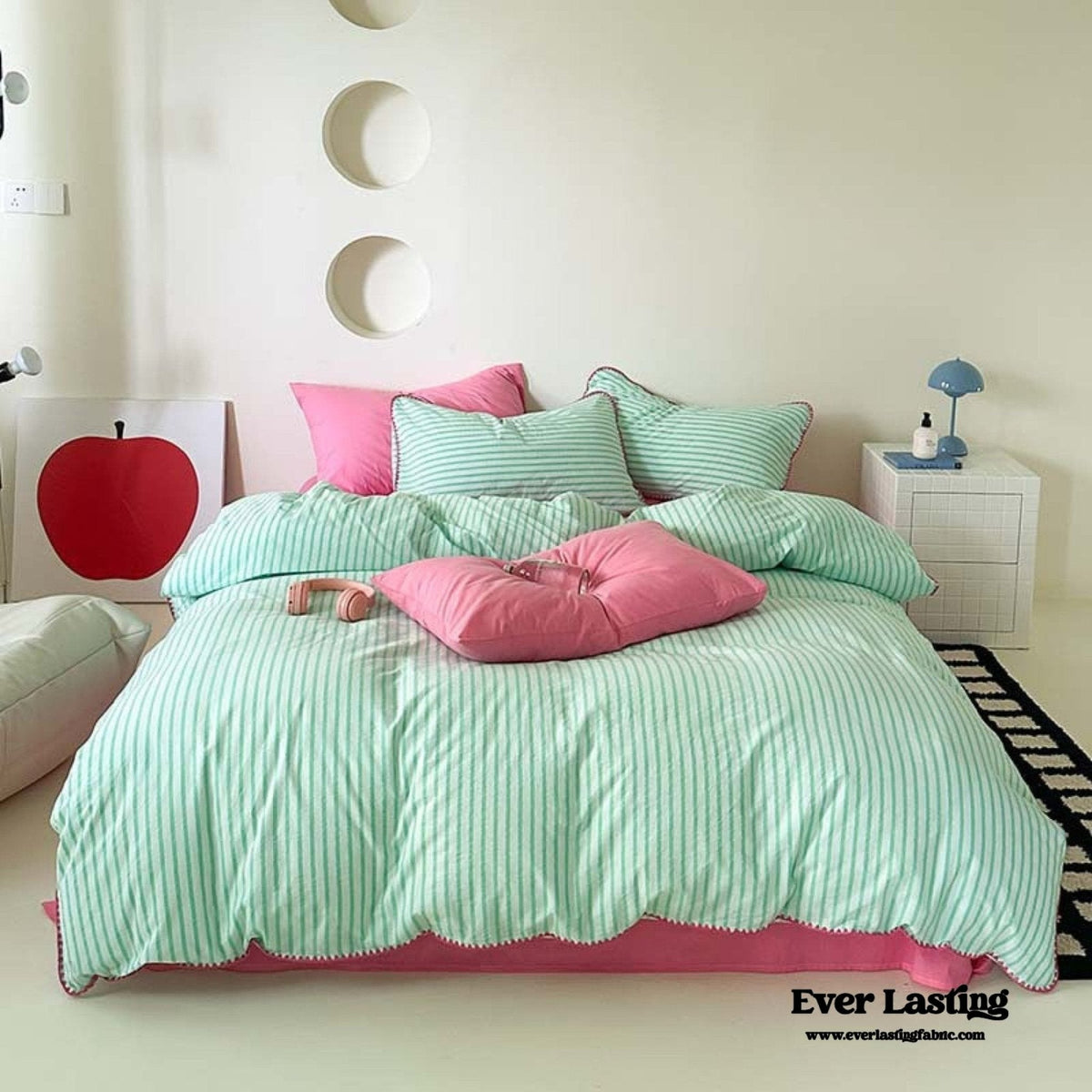 Pepper Candy Stripe Bedding Set / Blue + Yellow