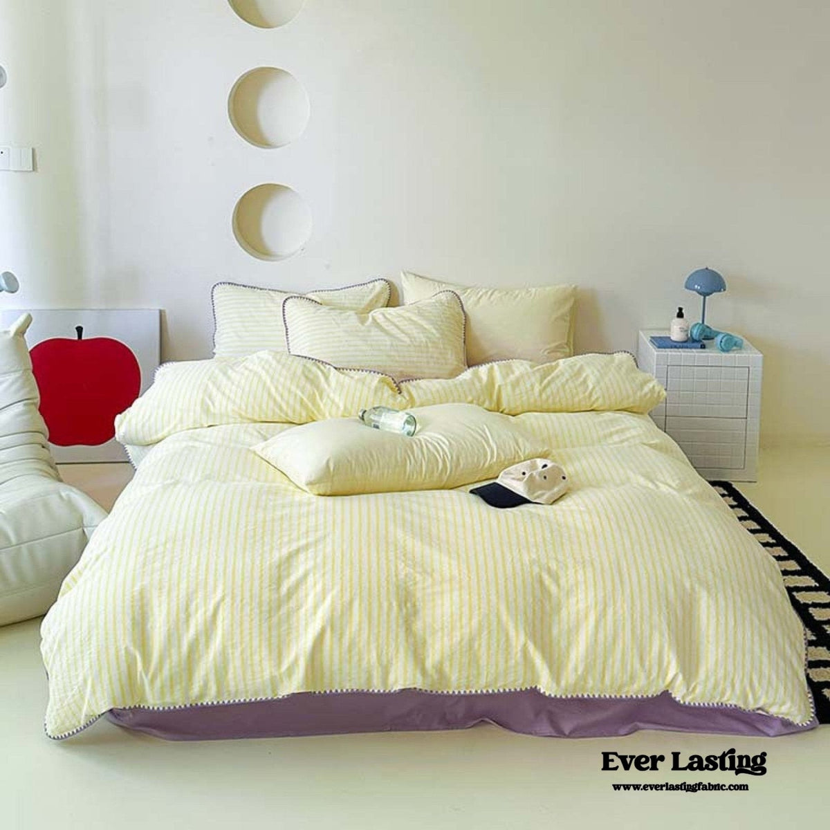 Pepper Candy Stripe Bedding Set / Blue + Yellow