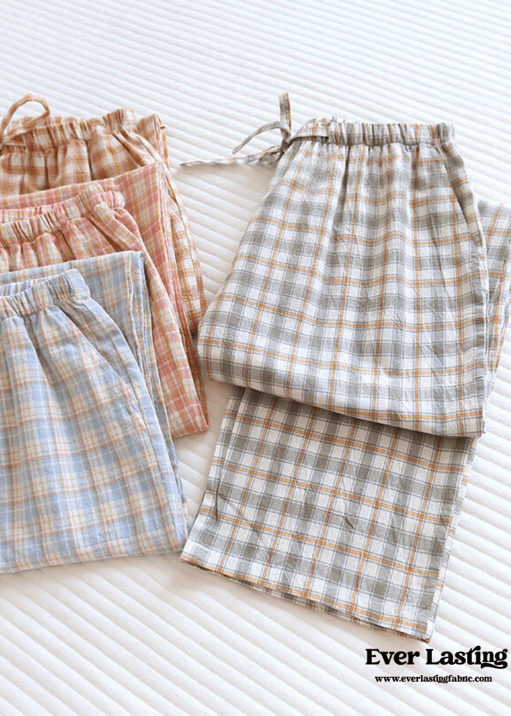 Plaid Washed Cotton Pajama Pants