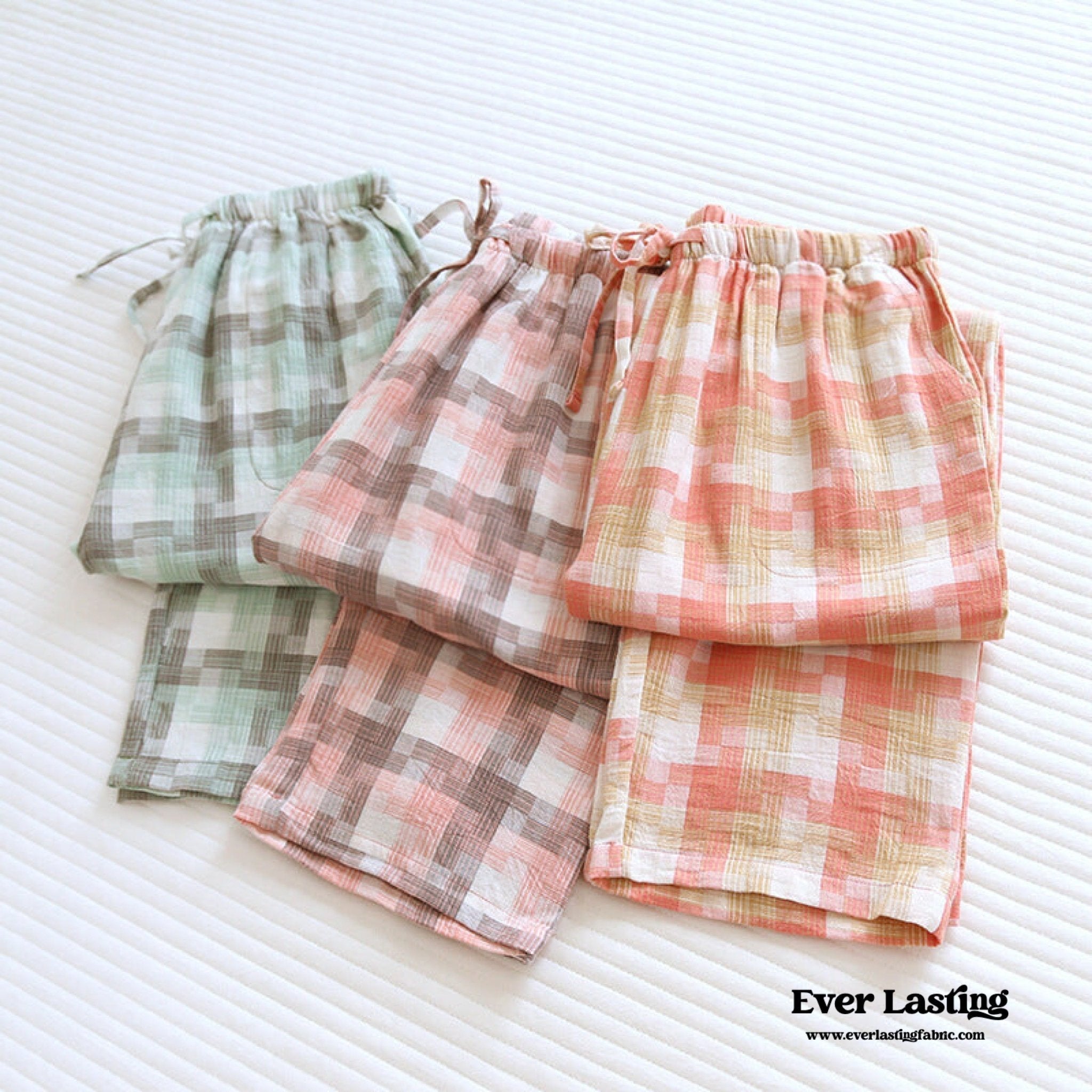 Plaid Washed Cotton Pajama Pants