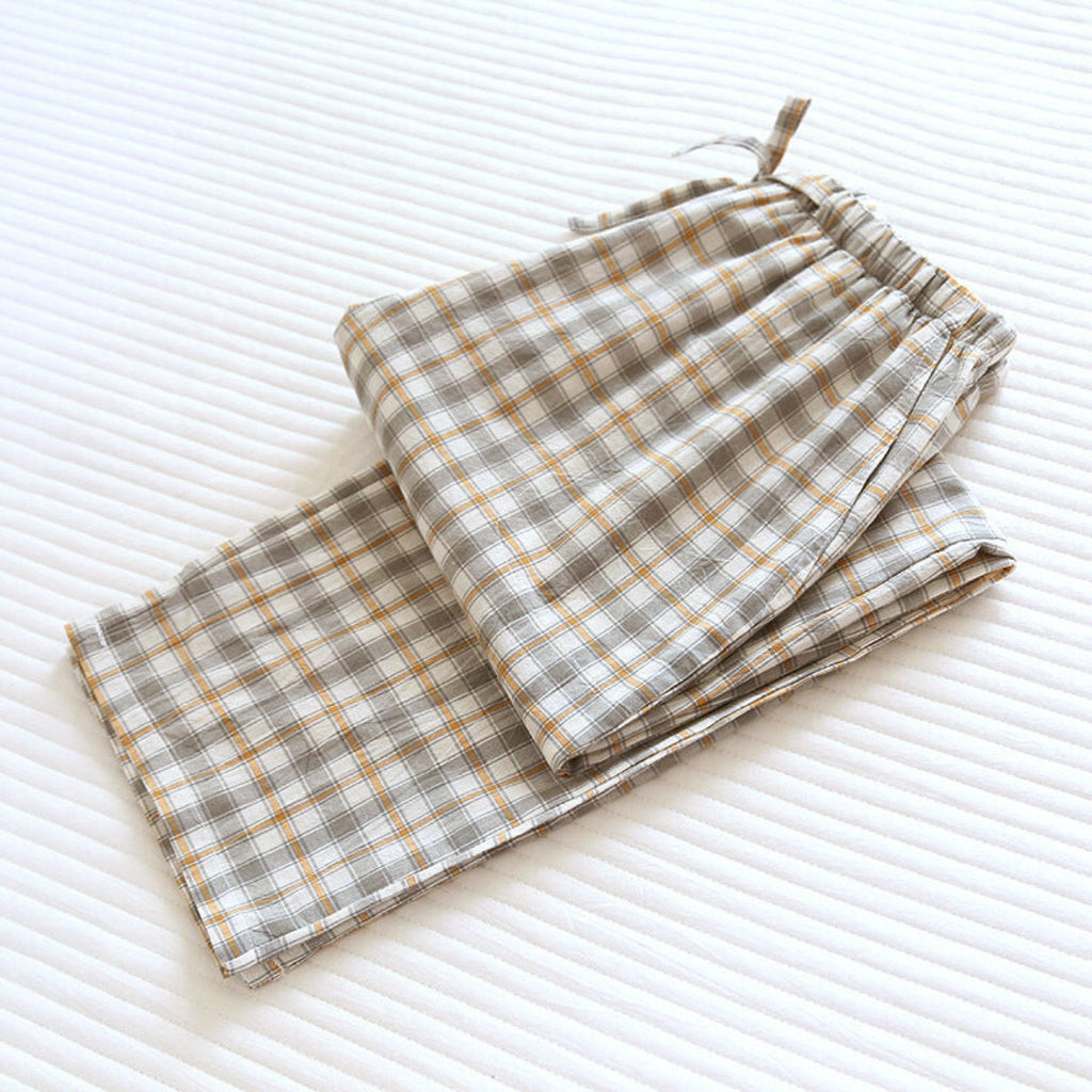 Plaid Washed Cotton Pajama Pants