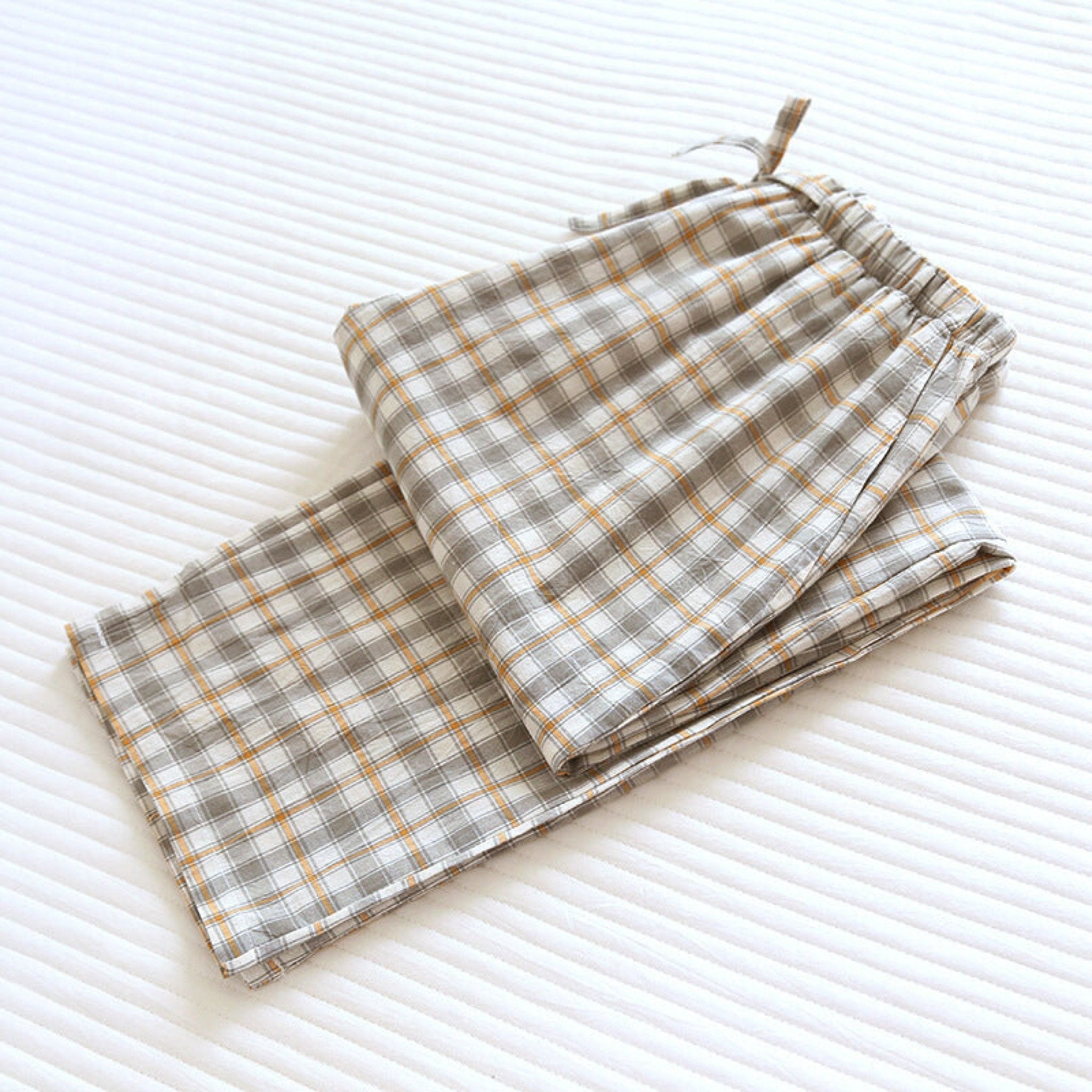 Plaid Washed Cotton Pajama Pants