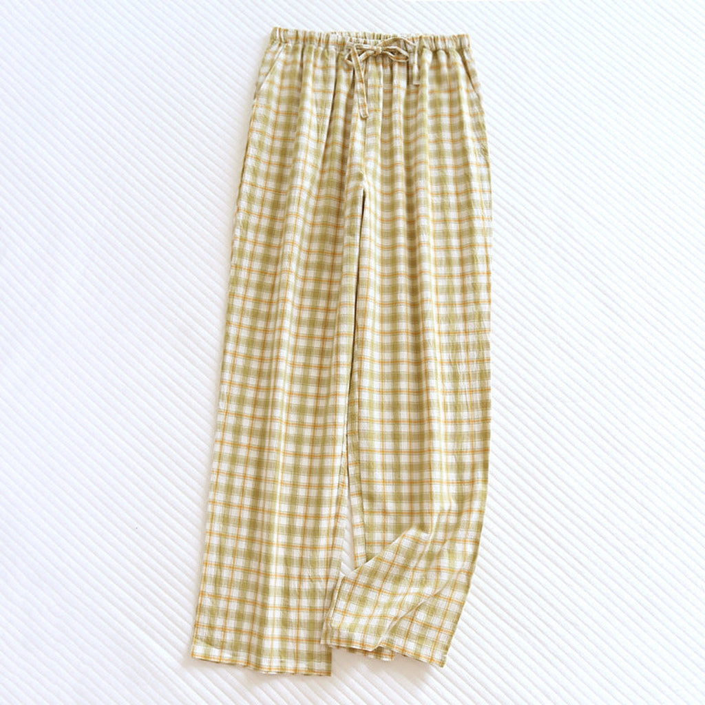 Plaid Washed Cotton Pajama Pants
