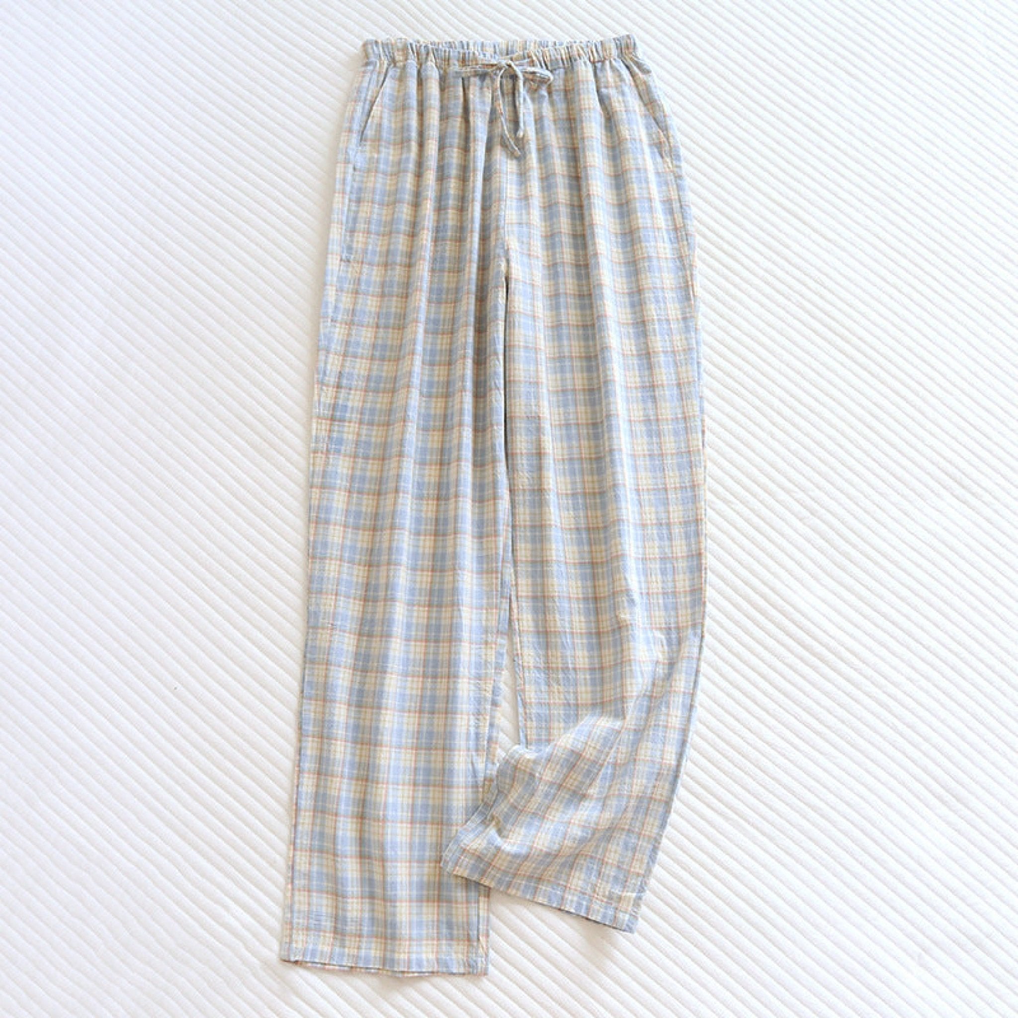 Plaid Washed Cotton Pajama Pants