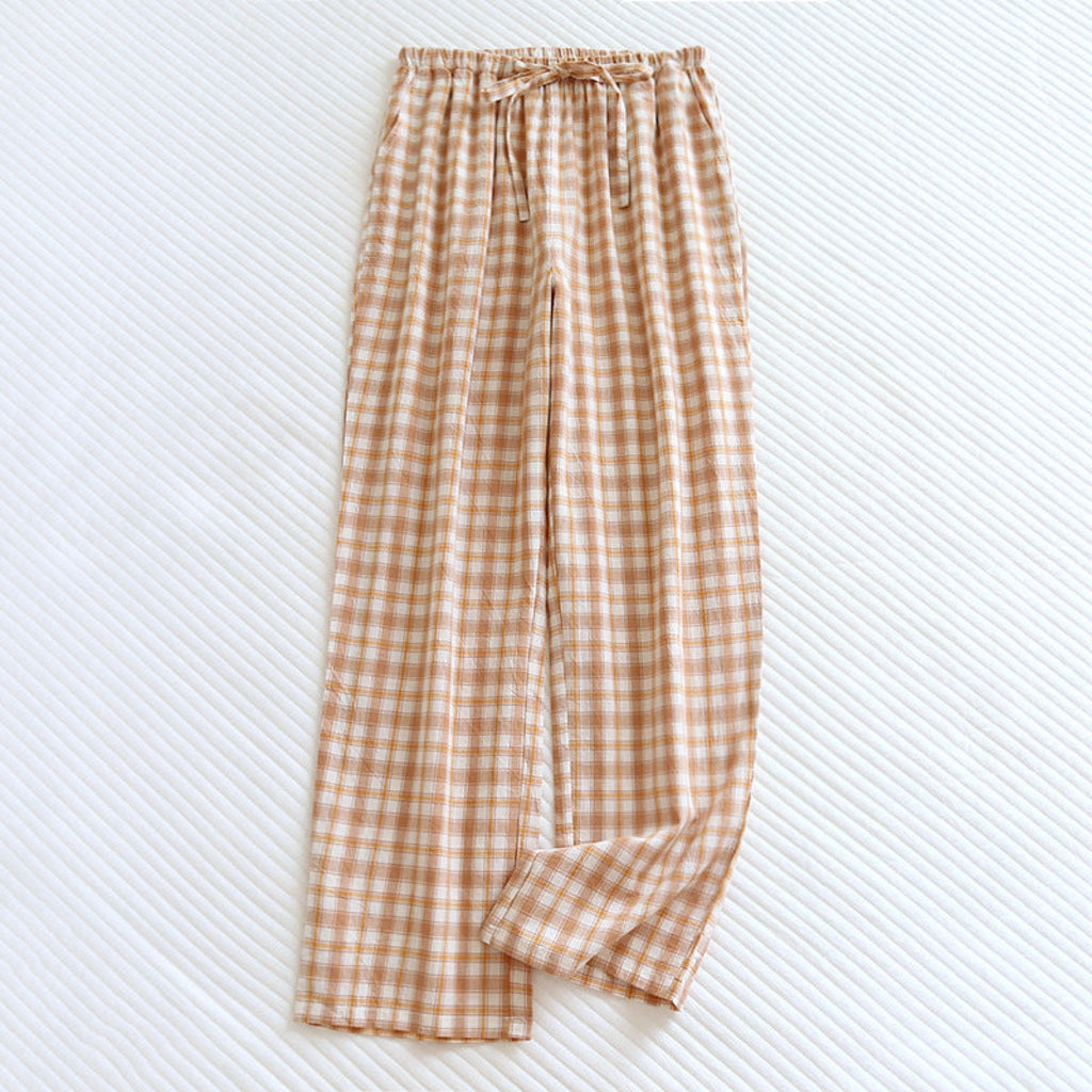 Plaid Washed Cotton Pajama Pants