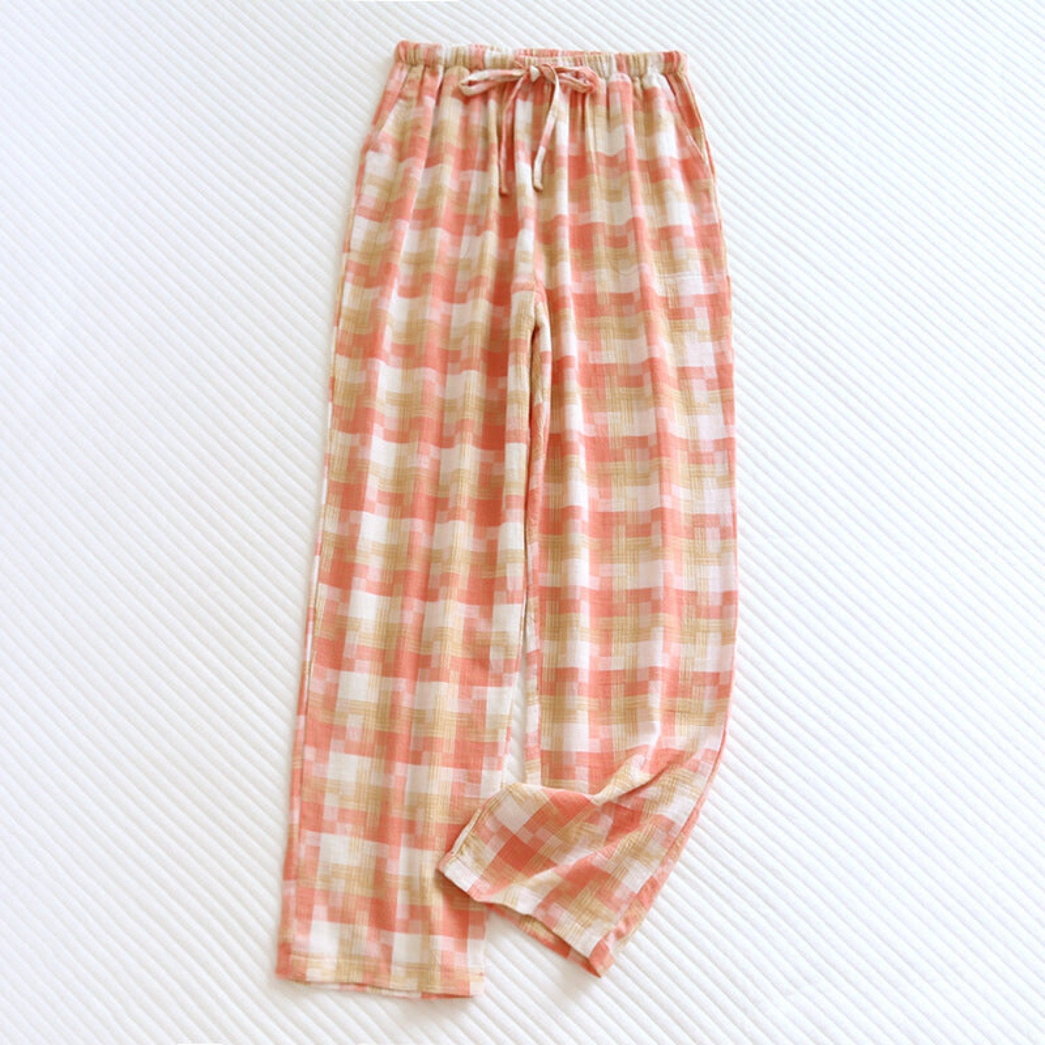 Plaid Washed Cotton Pajama Pants