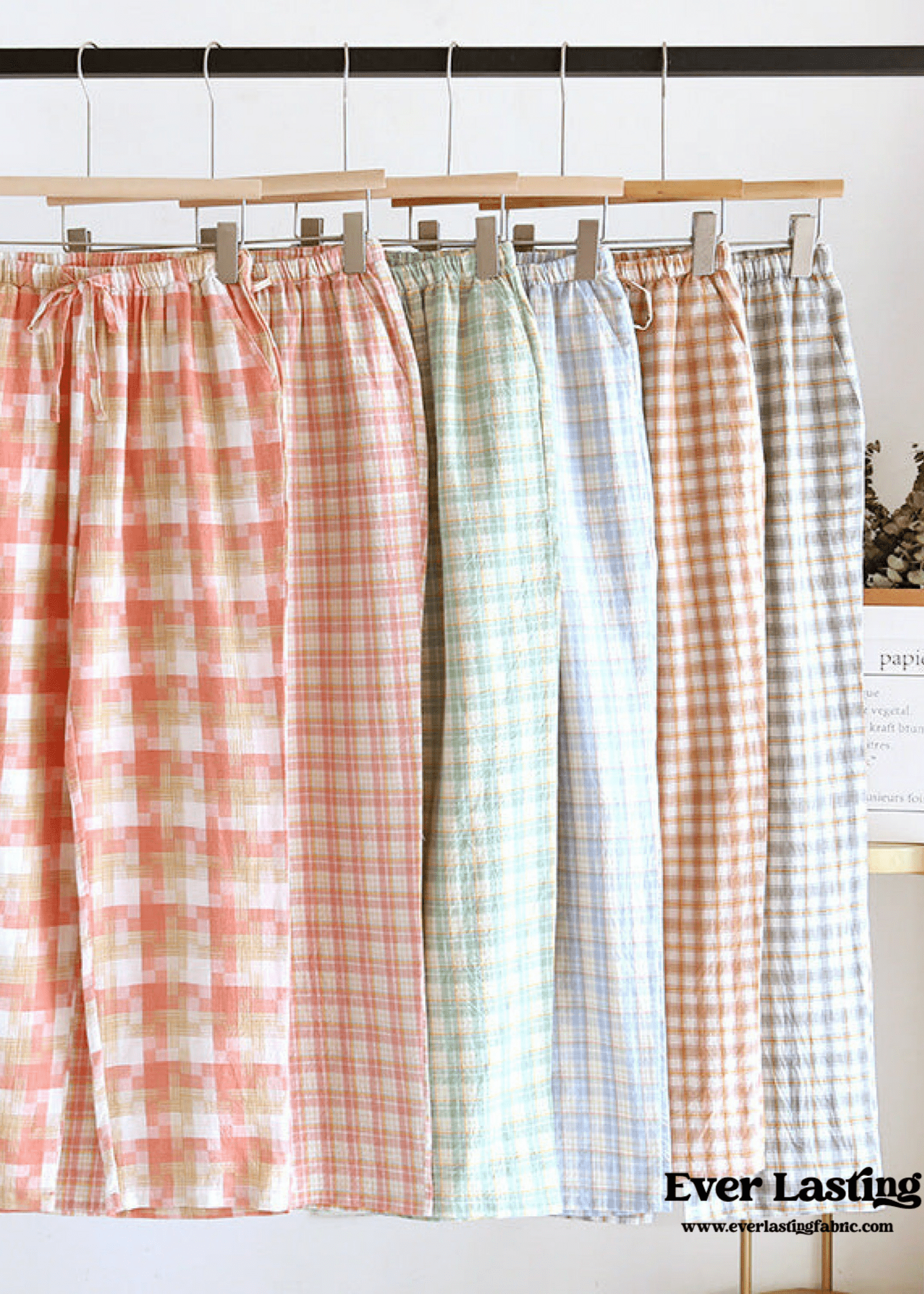 Plaid Washed Cotton Pajama Pants