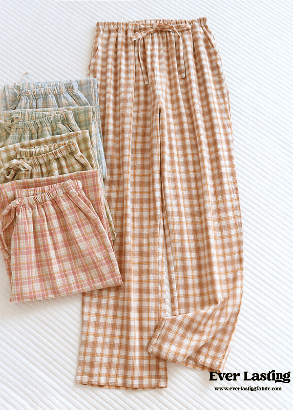 Plaid Washed Cotton Pajama Pants