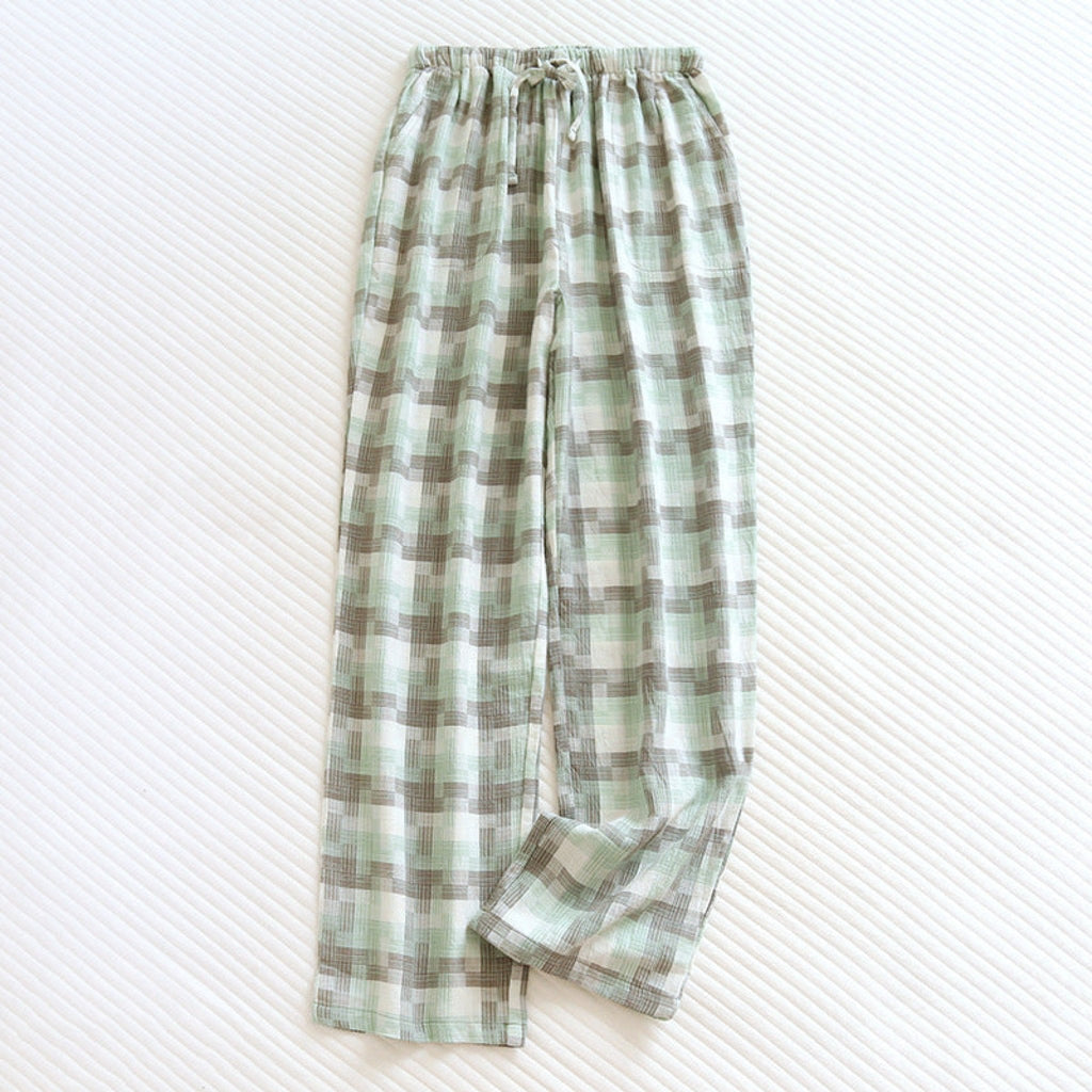 Plaid Washed Cotton Pajama Pants