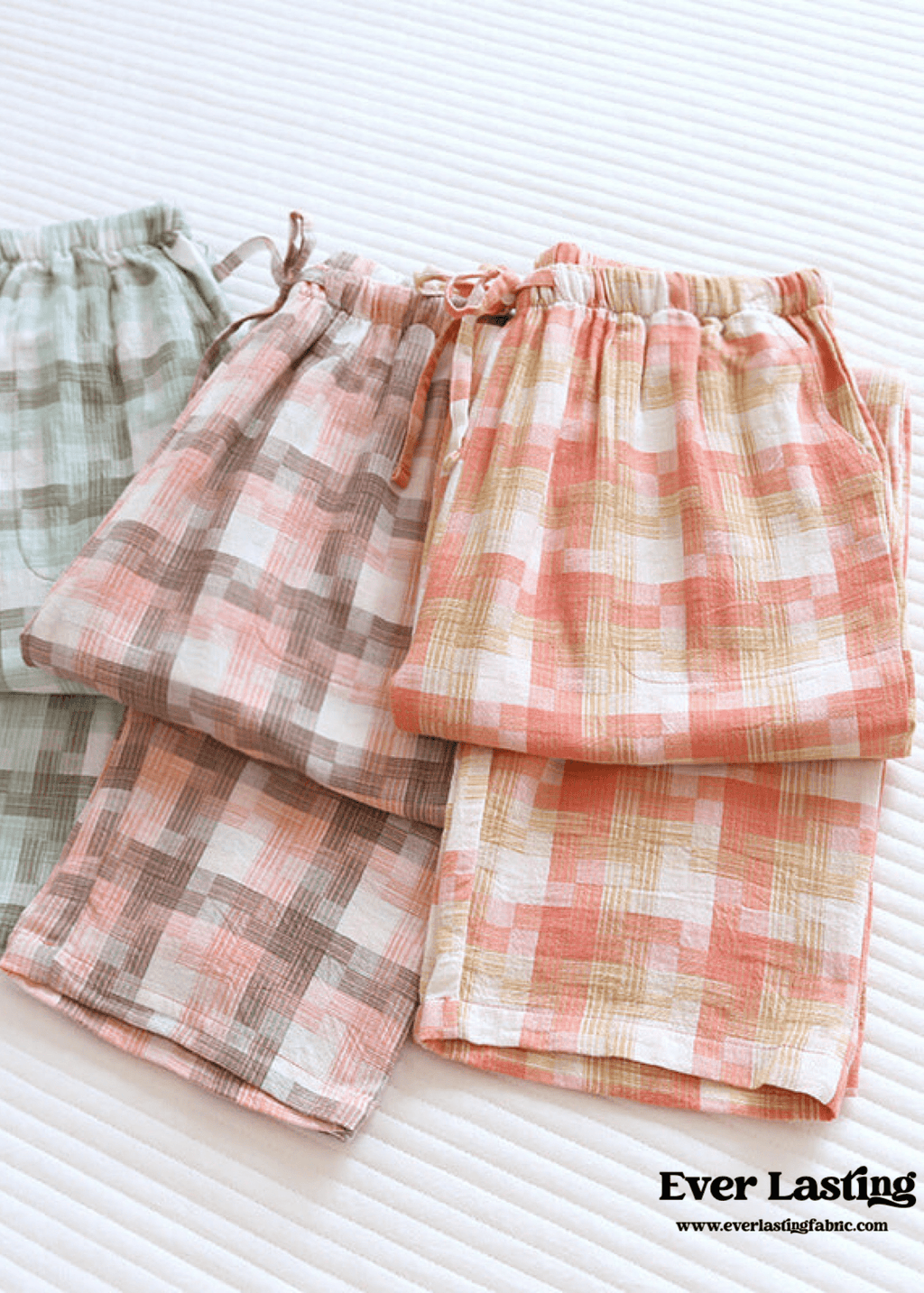 Plaid Washed Cotton Pajama Pants