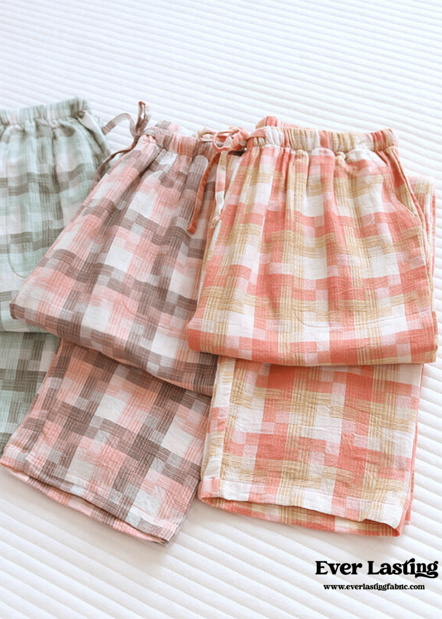 Plaid Washed Cotton Pajama Pants