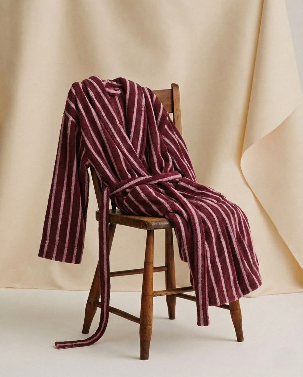 Quiet Evening Striped Cotton Robe Set