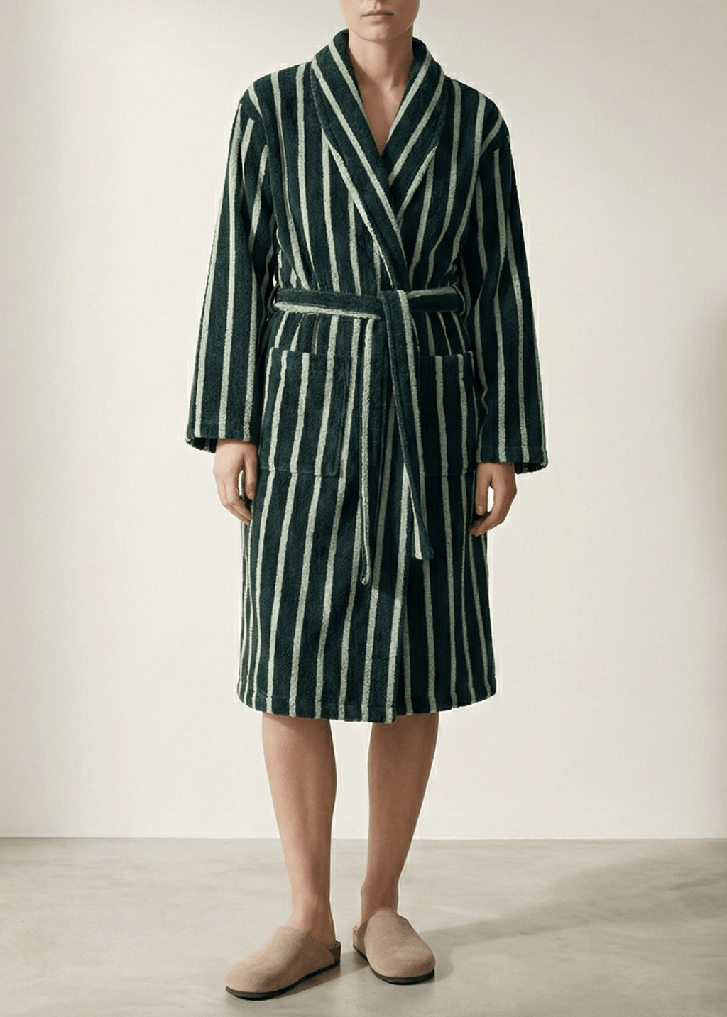 Quiet Evening Striped Cotton Robe Set