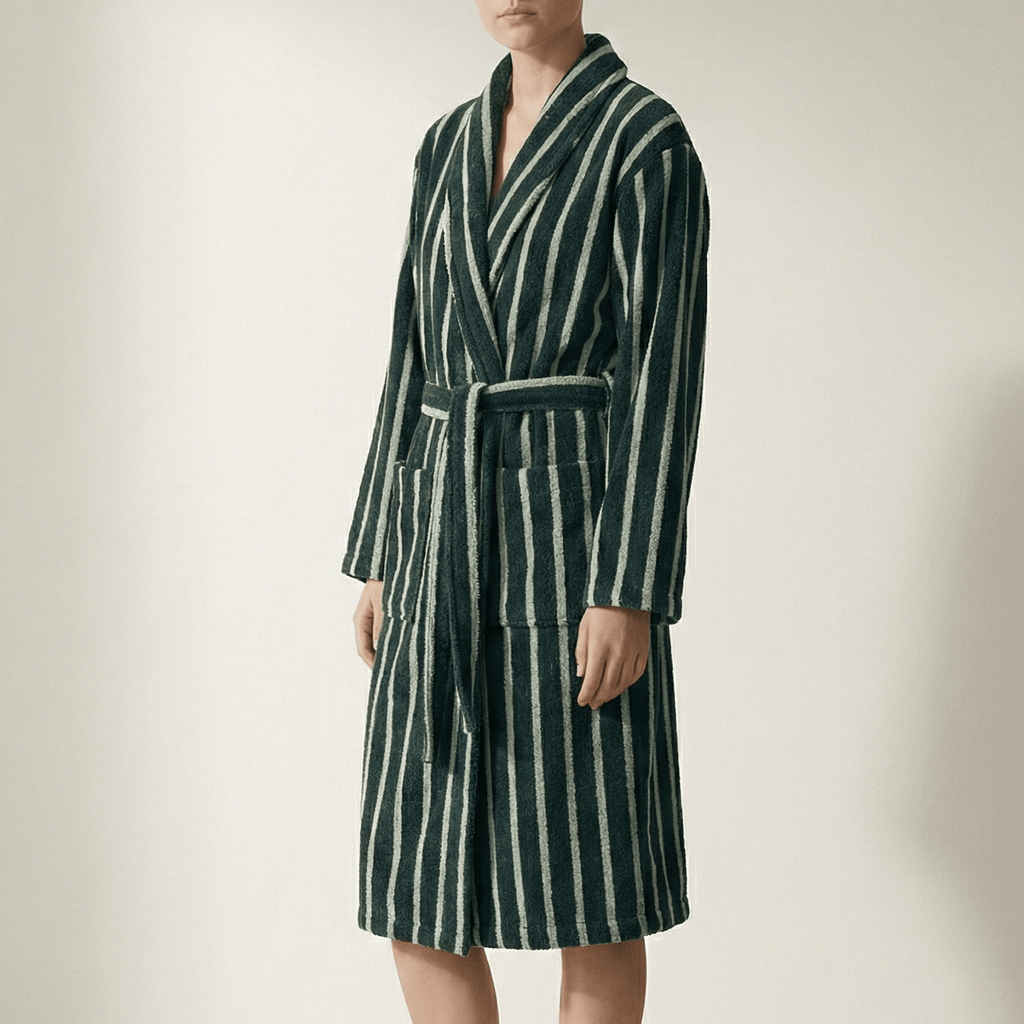 Quiet Evening Striped Cotton Robe Set