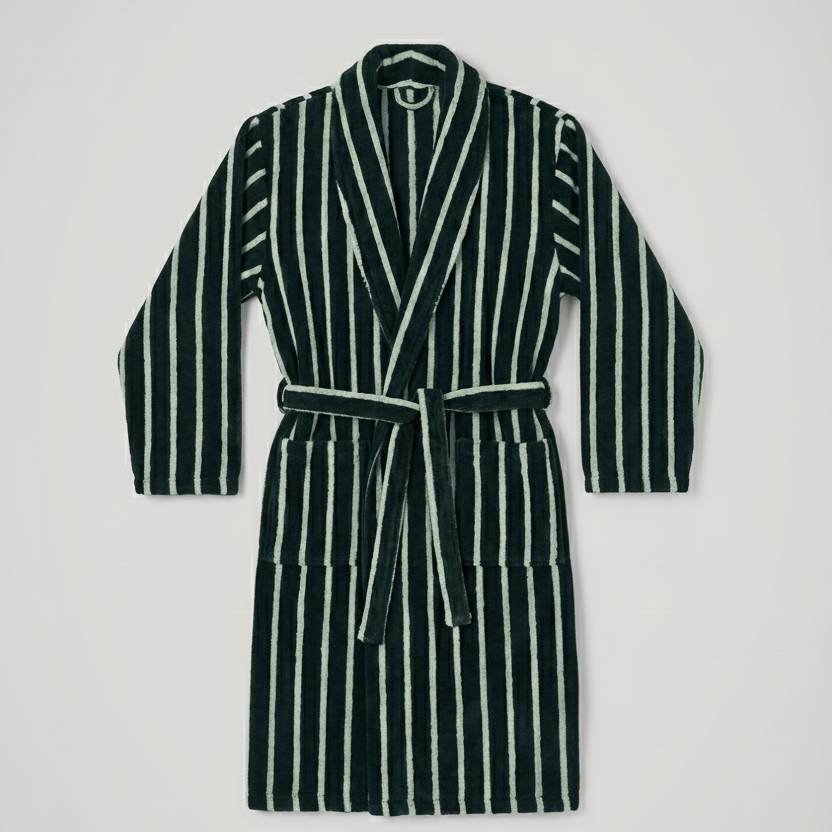 Quiet Evening Striped Cotton Robe Set