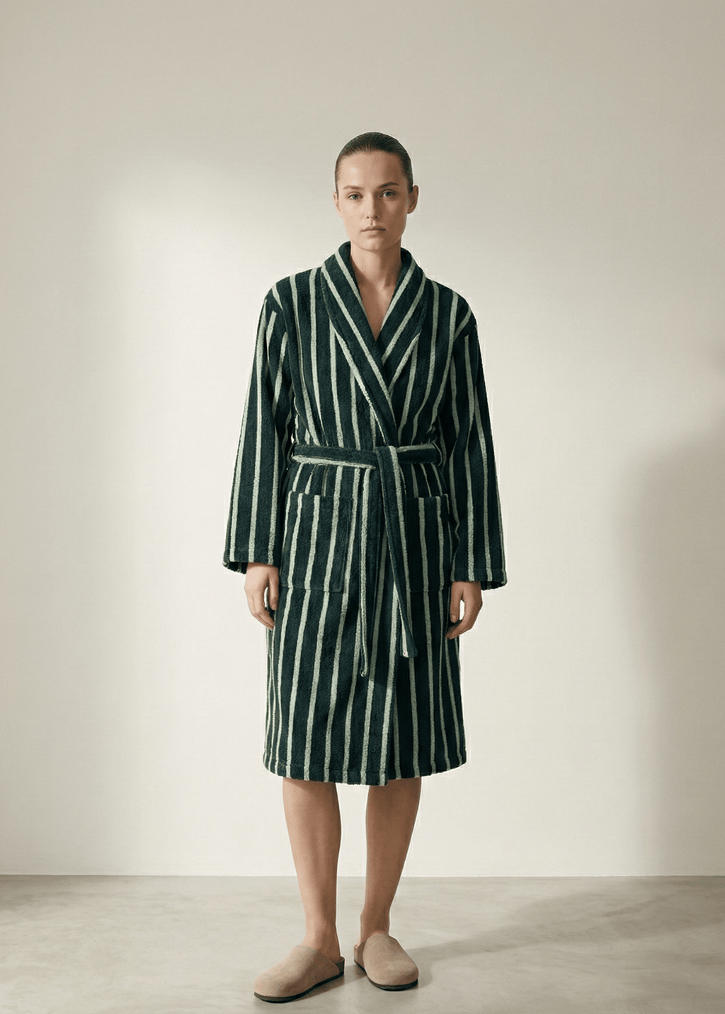 Quiet Evening Striped Cotton Robe Set