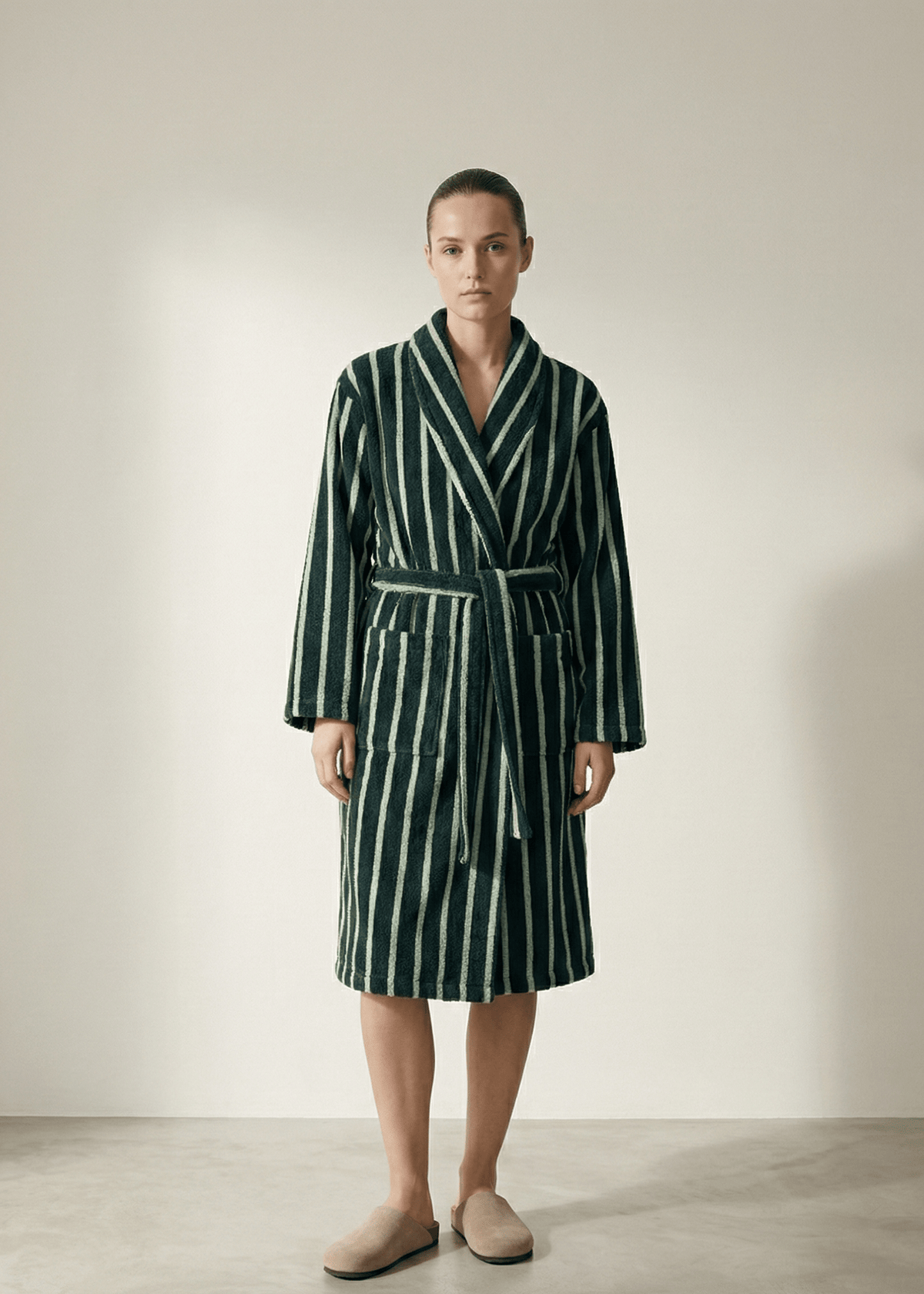 Quiet Evening Striped Cotton Robe Set