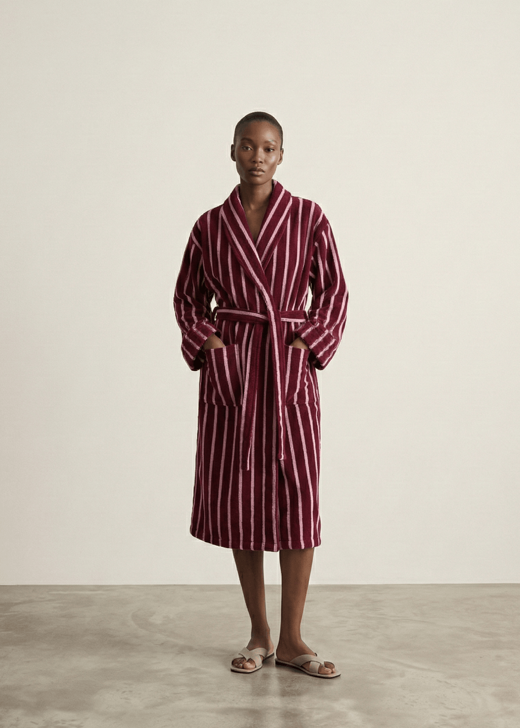 Quiet Evening Striped Cotton Robe Set