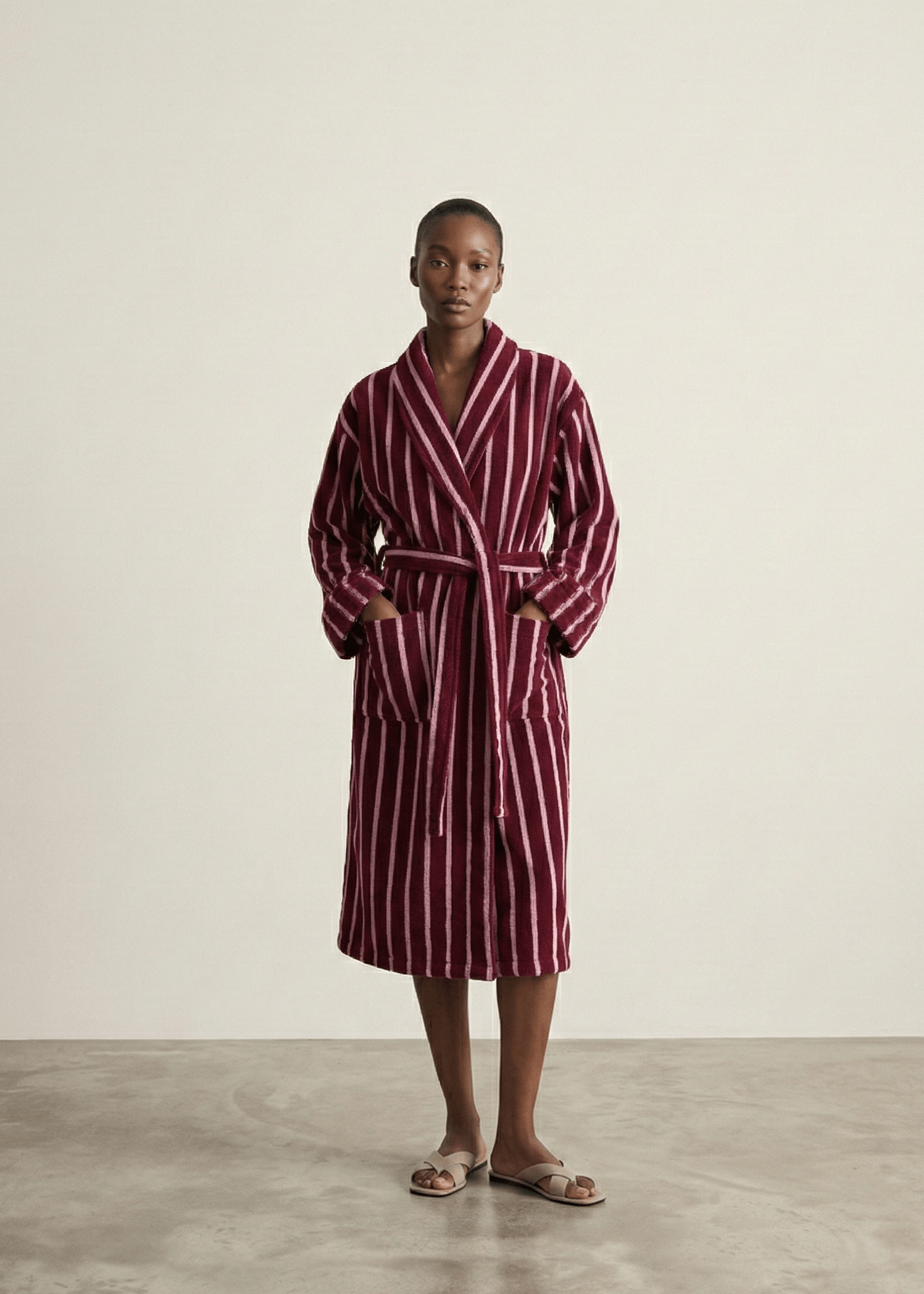 Quiet Evening Striped Cotton Robe Set