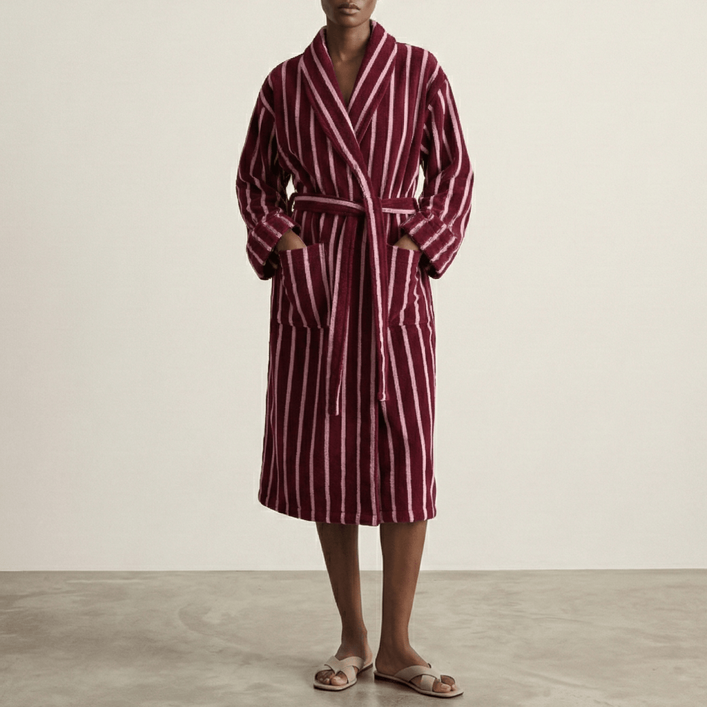 Quiet Evening Striped Cotton Robe Set