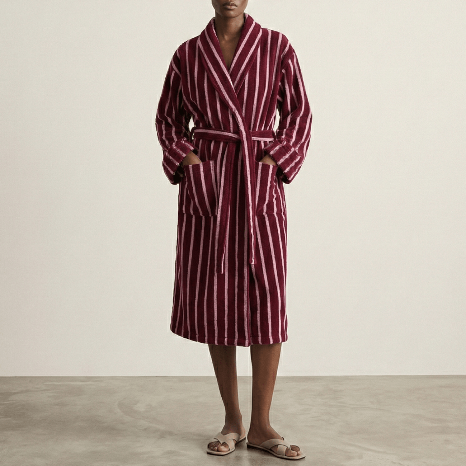 Quiet Evening Striped Cotton Robe Set