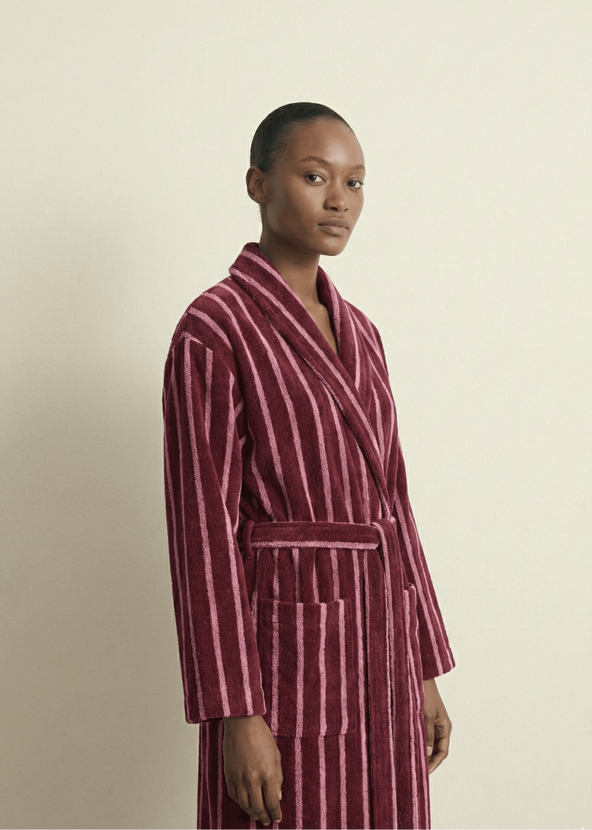 Quiet Evening Striped Cotton Robe Set
