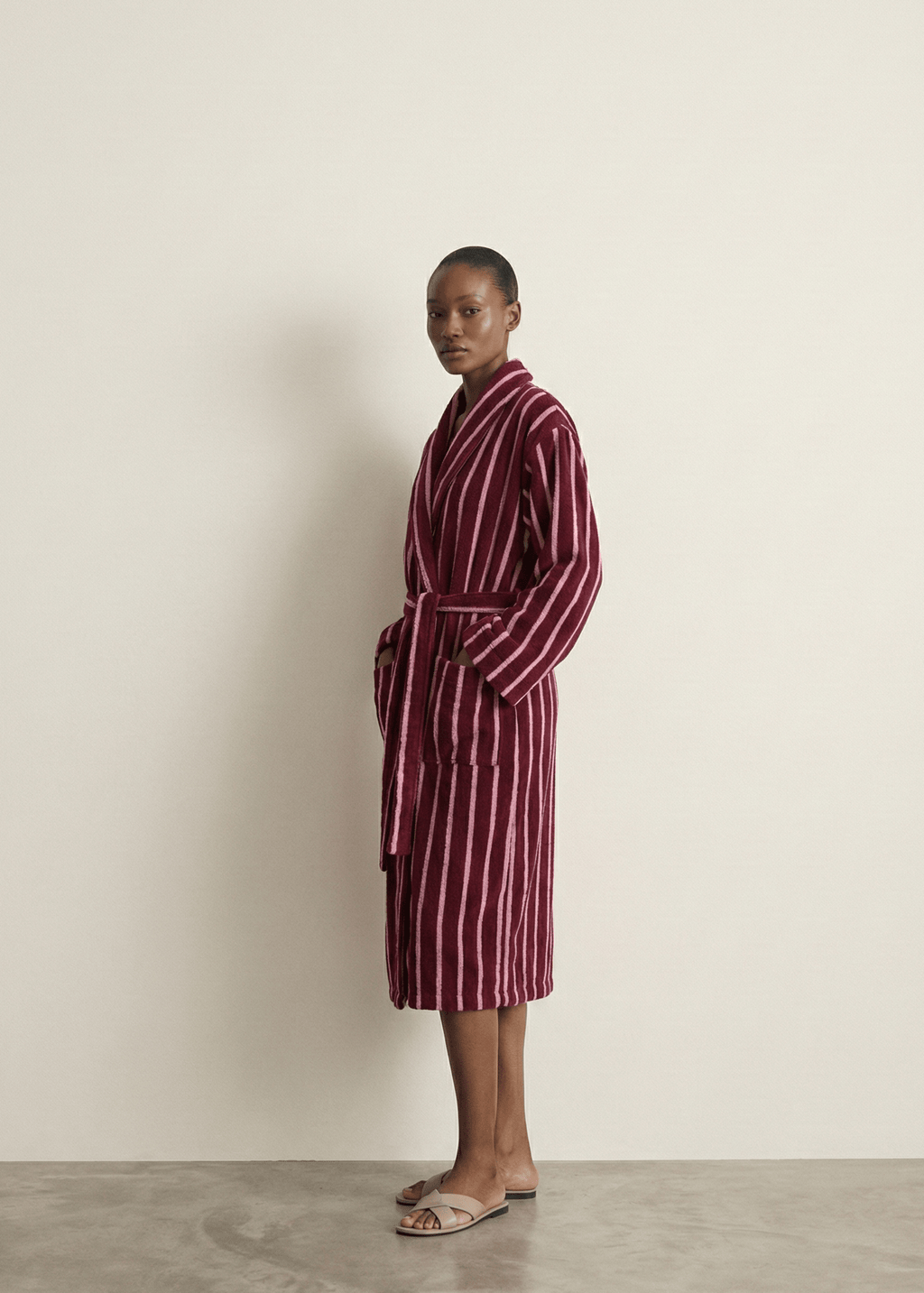 Quiet Evening Striped Cotton Robe Set