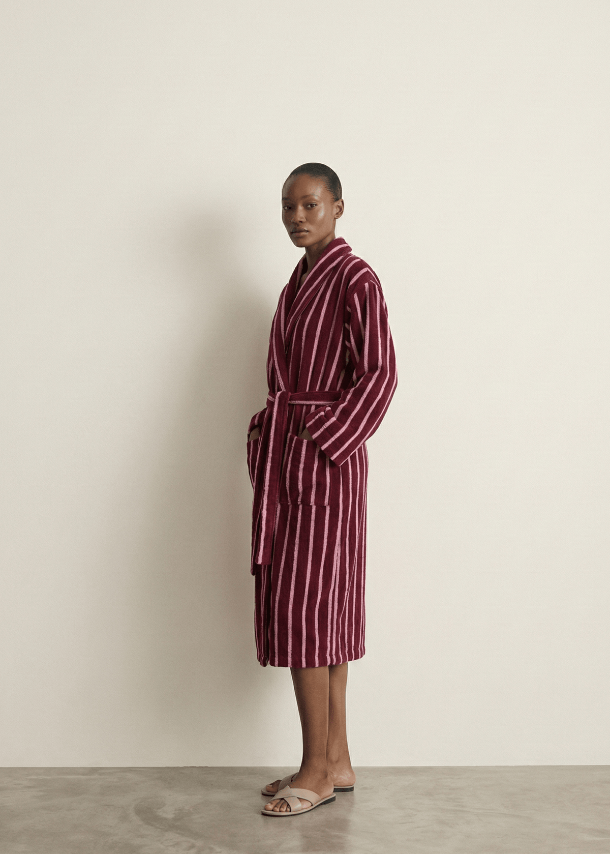 Quiet Evening Striped Cotton Robe Set